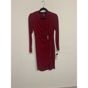 Chaps Sheath Dress Red 3/4 Sleeve sz 4